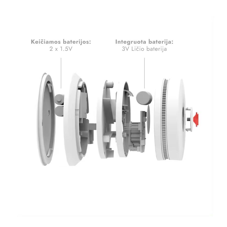 Dūmų detektorius XP-750W su WIFI, integruota 10 metų baterija 3V (2 vnt.)