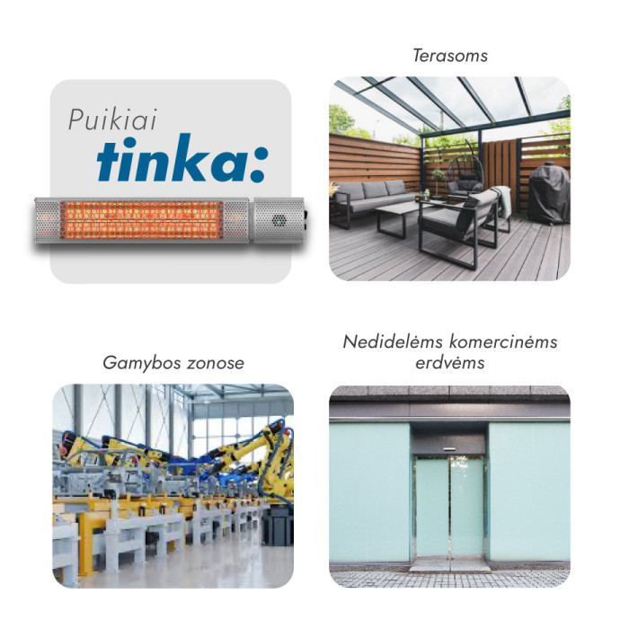 Infraraudonųjų spindulių šildytuvas Heatum URBAN H2000R Silver