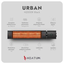 Infraraudonųjų spindulių šildytuvas Heatum URBAN H2000R Black