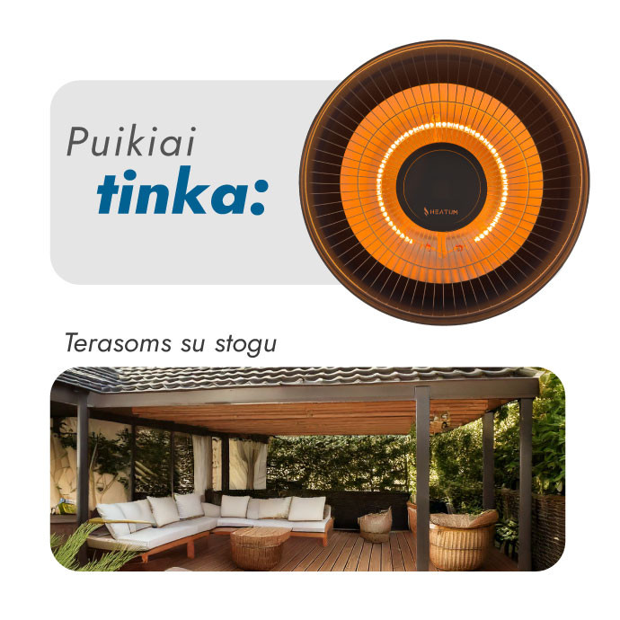 Infraraudonųjų spindulių šildytuvas Heatum VERSE H2000R Black 8