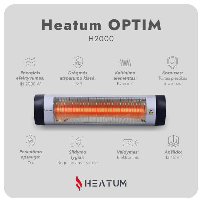Infraraudonųjų spindulių šildytuvas Heatum H2000 OPTIM 5