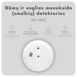 Dūmų ir anglies monoksido (smalkių) detektorius AD-700S (2 vnt.)2