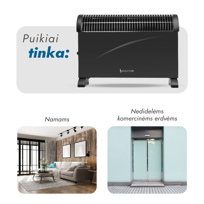 Konvekcinis šildytuvas (elektrinis radiatorius) Heatum THERMA H2000 Juodas
