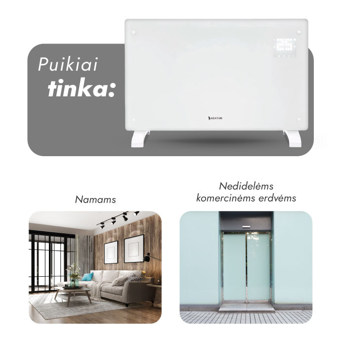 Konvekcinis šildytuvas (elektrinis radiatorius) Heatum REVO H2000R Baltas