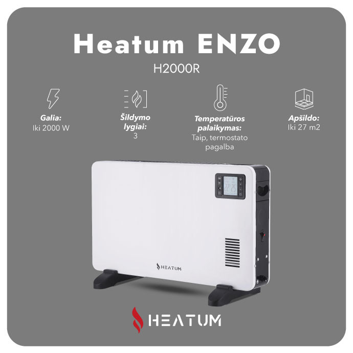 Konvekcinis šildytuvas (elektrinis radiatorius) Heatum ENZO H2000R2