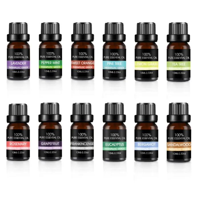 Naturalus eterinių aliejų rinkinys Bohomi Home Spa 100% Pure 12 x 10ml