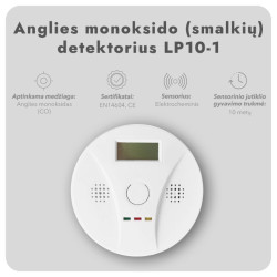 Anglies monoksido (smalkių) detektorius LP10-1, 3 metų (2 vnt.) 2 Anglies monoksido (smalkių) detektorius LP10-1, 3 metų (2 vnt.) 2