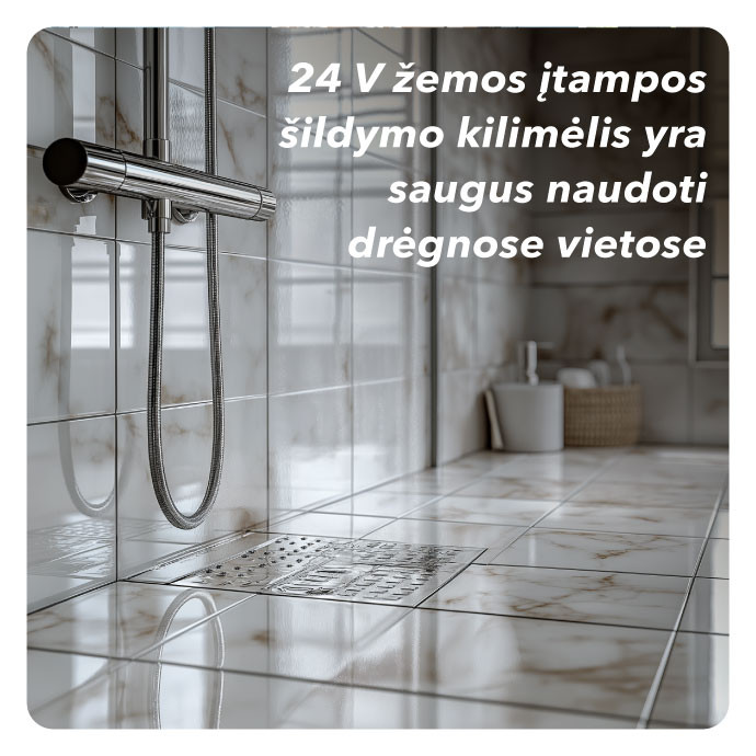 Elektrinis šildomų grindų kilimėlis - tinklelis Warmset Black 150 W 24 V  (150-1-24)