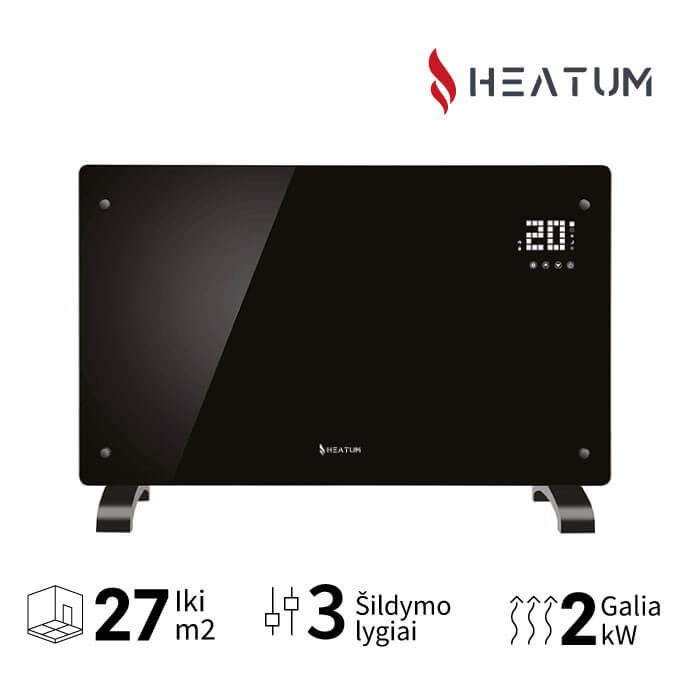 Konvekcinis šildytuvas (elektrinis radiatorius) Heatum REVO H2000R Juodas 1