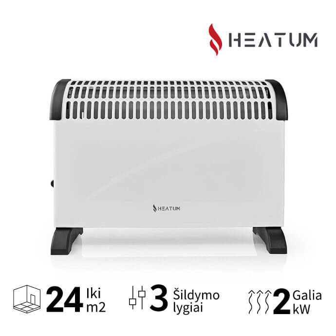 Konvekcinis šildytuvas (elektrinis radiatorius) Heatum THERMA H2000 Baltas 1