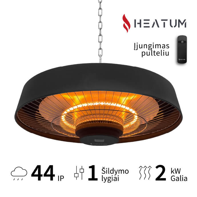 Infraraudonųjų spindulių šildytuvas Heatum VERSE H2000R Black 2