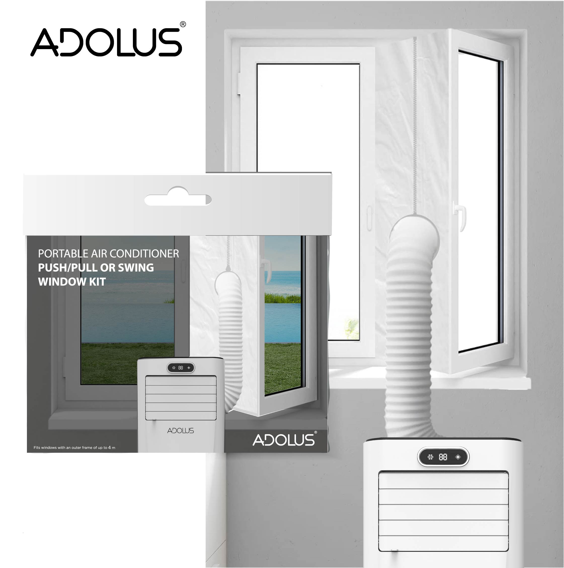 Mobilus oro kondicionierius ADOLUS ARCTIC A2600H su šildymu ir lango tarpine