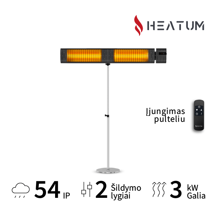 Pastatomas Infraraudonųjų spindulių šildytuvas Heatum H3000R EMPIRE su vienkoju stovu 1
